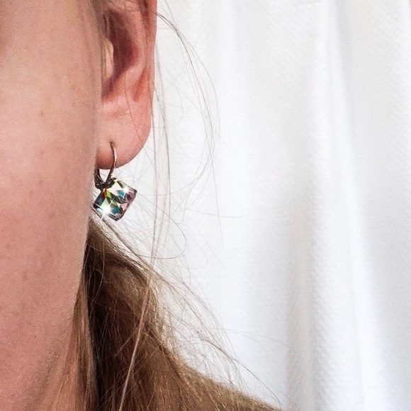 Any 2/$20! Silver Lever Back Multi-Color Crystal Cube Earrings - Picture 6 of 8